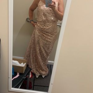 Azazie rose gold bridesmaids dress